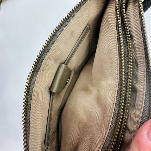 Lucky Brand Leather Fringe Crossbody Bag Gray Western Hippie Boho 3 Section - Picture 7 of 12